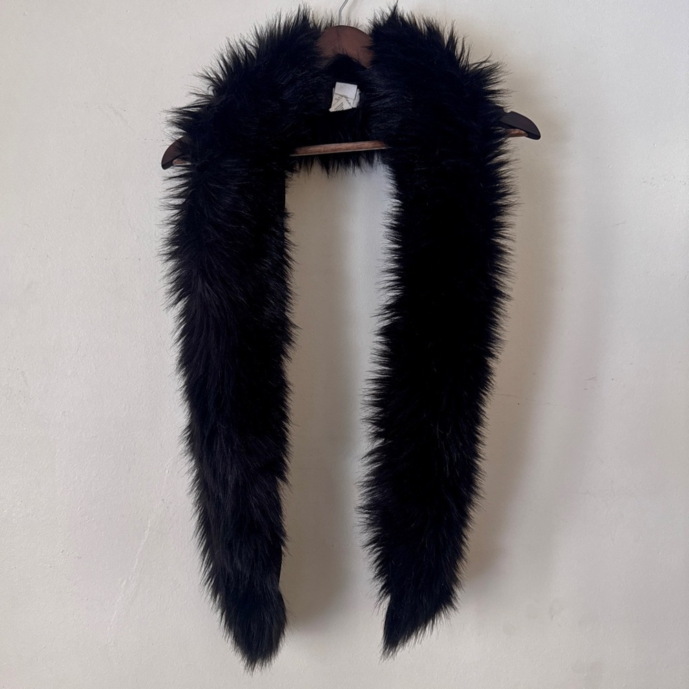 Elegant Black Faux Fur Mink Scarf 60”